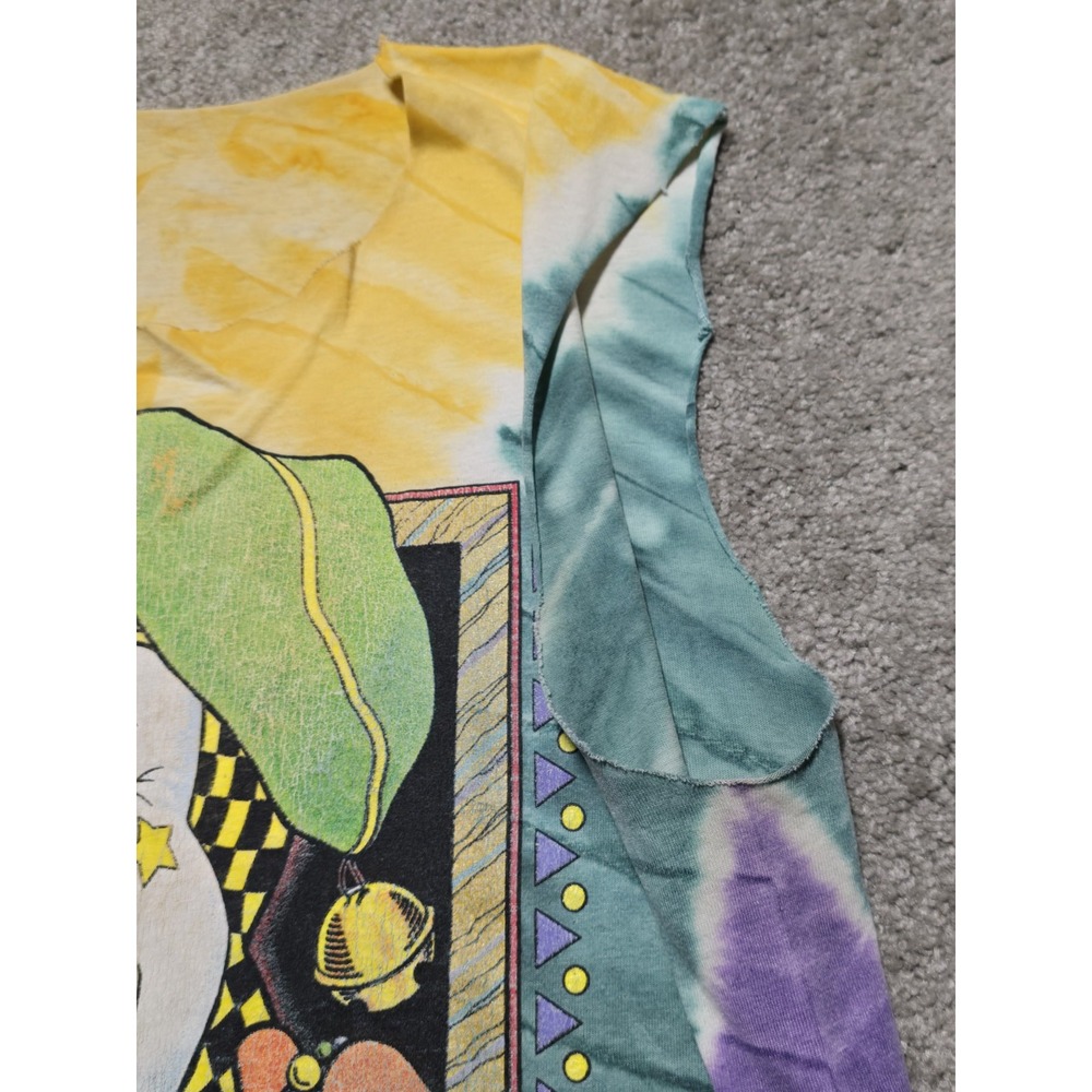 VTG Chopped Single Stitch Mardi Gras T Shirt Tie Dye Mens L 80s Screen Stars - Picture 10 of 16